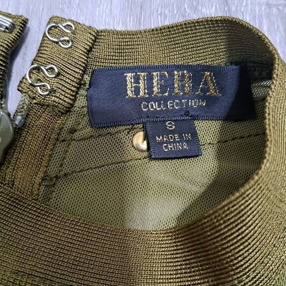 Hera Collection Studded Sexy Illusion  Mesh Bandage Bodycon Small Army Green - Picture 6 of 13